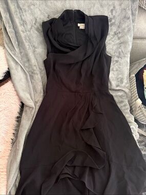 Shoshanna Black Sleeveless Draped Cowl Midi Dress